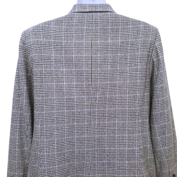 Vintage 90s Pendleton Blazer Wool Plaid Houndstooth -14P Single-Button BlackGrey - Picture 7 of 9